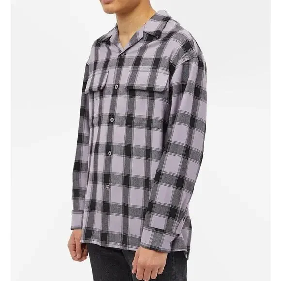 NEW AMI Men's Checked Patch Pocket Shirt Size 42 XL 100% Virgin Wool Parma Plaid